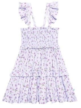 Posh Peanut Lavender Floral Smocked Flutter Dress
